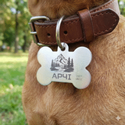 Жетон-адресник для собак "Кісточка" з нержавіючої сталі з персональним гравіюванням