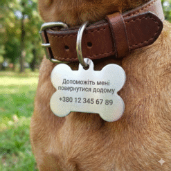 Alternative view of Жетон-адресник для собак "Кісточка" з нержавіючої сталі з персональним гравіюванням